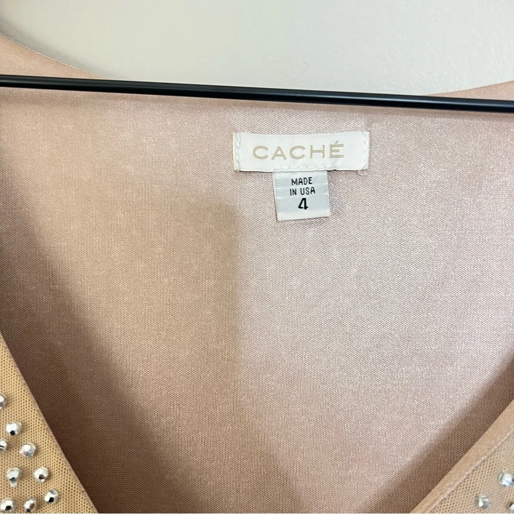 CACHE embellished nude dress, mini, sparkle size 4 - Picture 7 of 12
